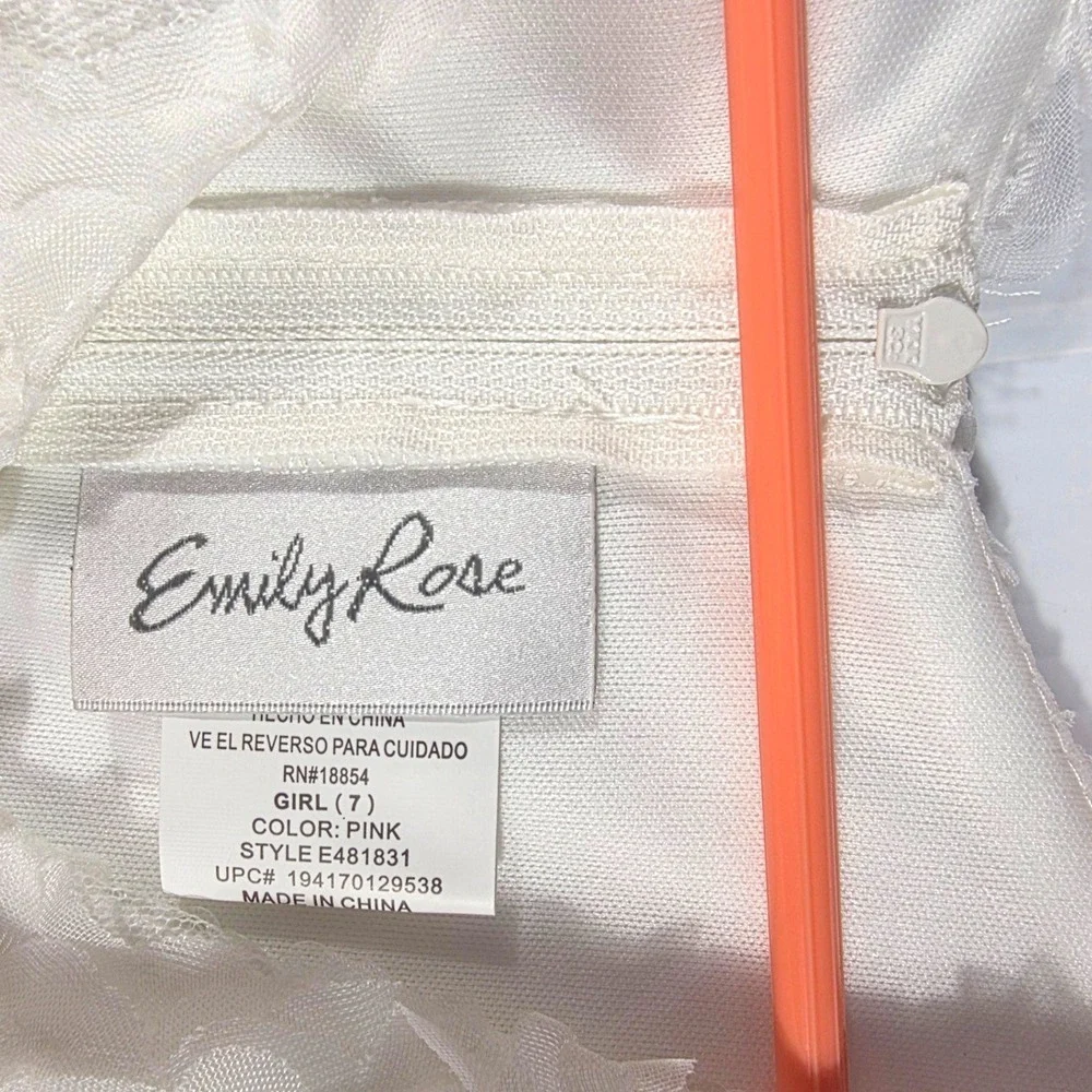 Emily Rose Girls Pink Tulle Dress Embellished Bow Sequins Sz 7